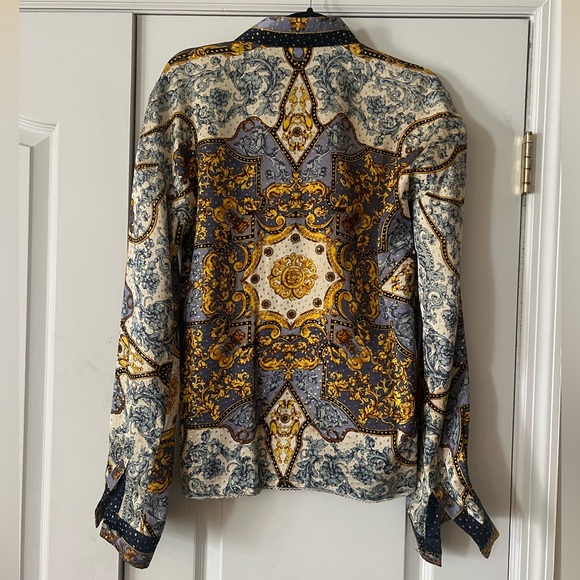 VINTAGE SETA PER UOMO MENS SILK METALLIC L/S SHIRT SIZE MEDIUM - Picture 6 of 10